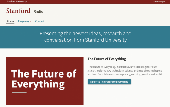 screenshot of Stanford Radio homepage