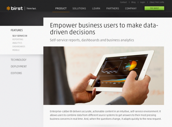 Screenshot from Birst.com
