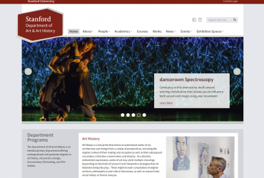 Screenshot of the homepage of Art & Art History Dept at Stanford